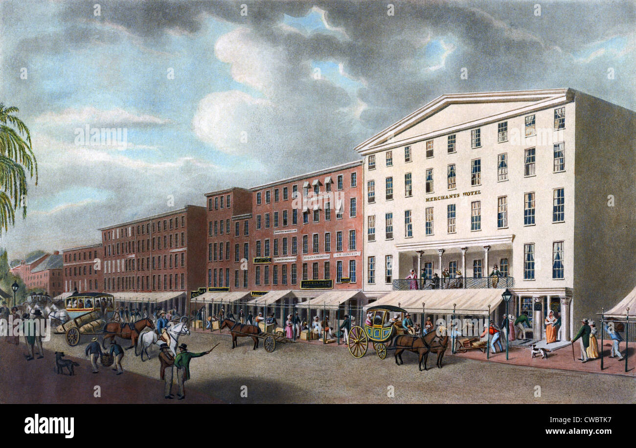 Philadelphia. Eine Süd-Ostansicht des Merchants Hotel, North 4th St. Philada, 1840er Jahre Stockfoto
