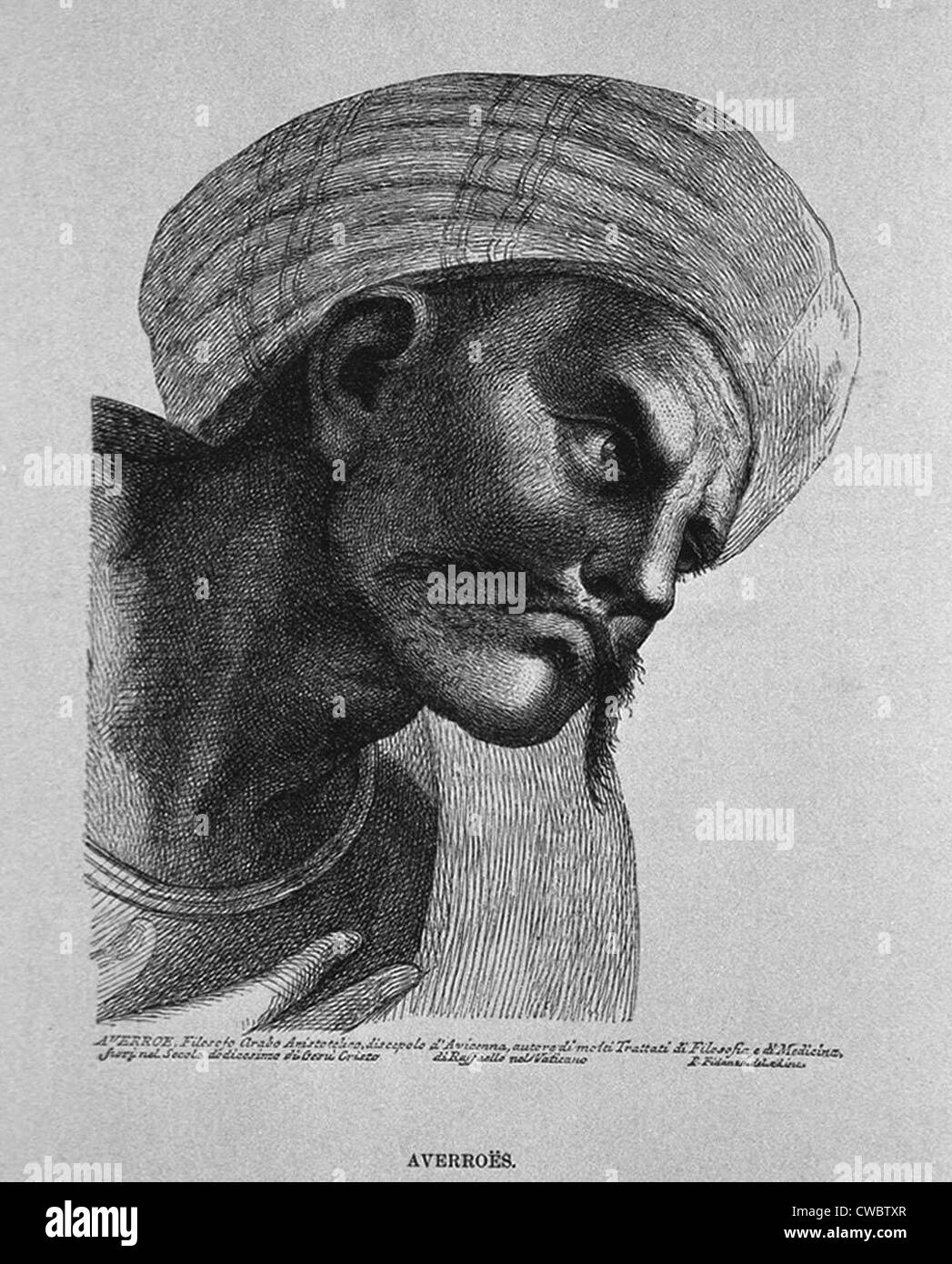 Averroes (1126-98), maurische islamische Philosoph und Arzt. Sein arabischer Name war "Abu al-Walid Muhammad Ibn Ahmad Ibn Rushd", Stockfoto