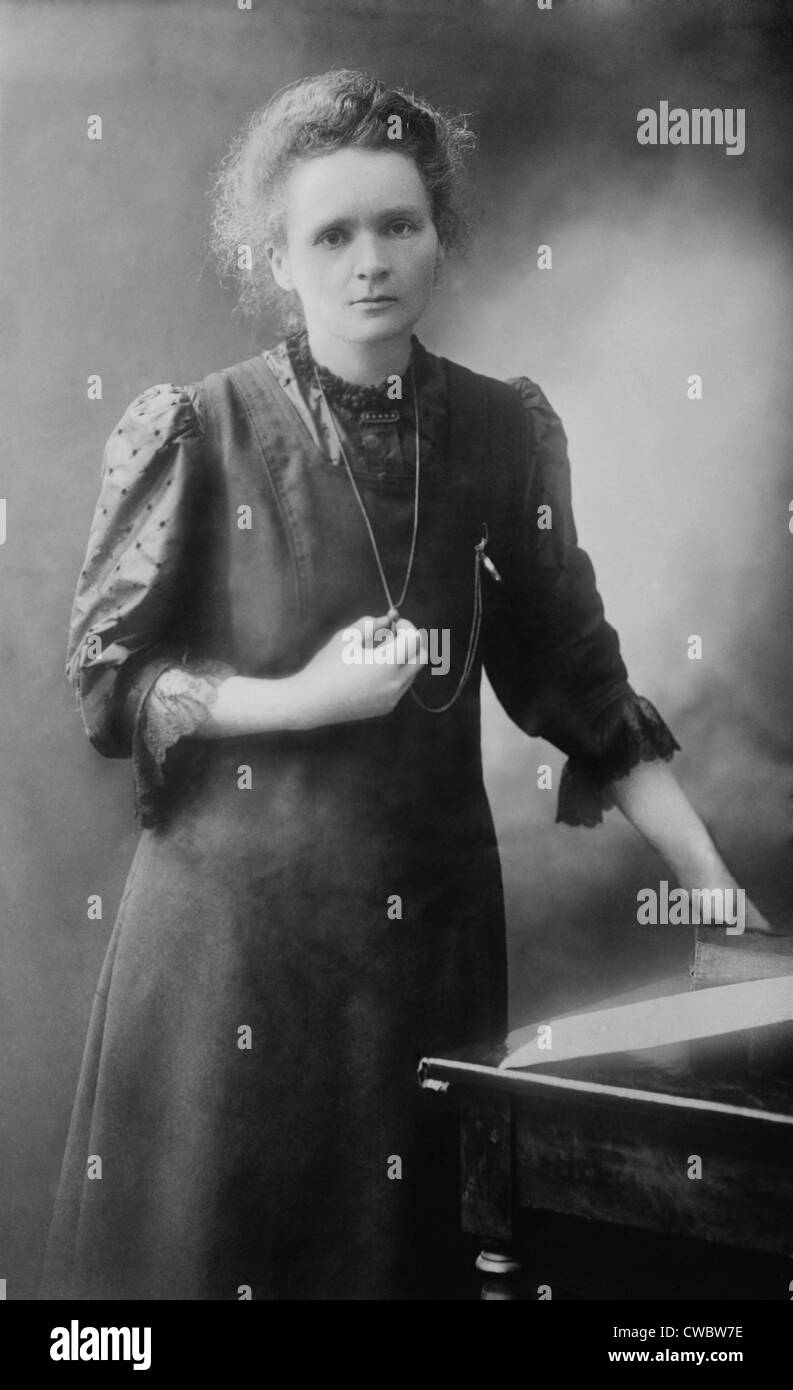 Marie Curie (1867-1934), polnisch-französischer Physiker, der zwei Nobelpreise für Physik 1903 und 1911 für Chemie gewonnen. Stockfoto