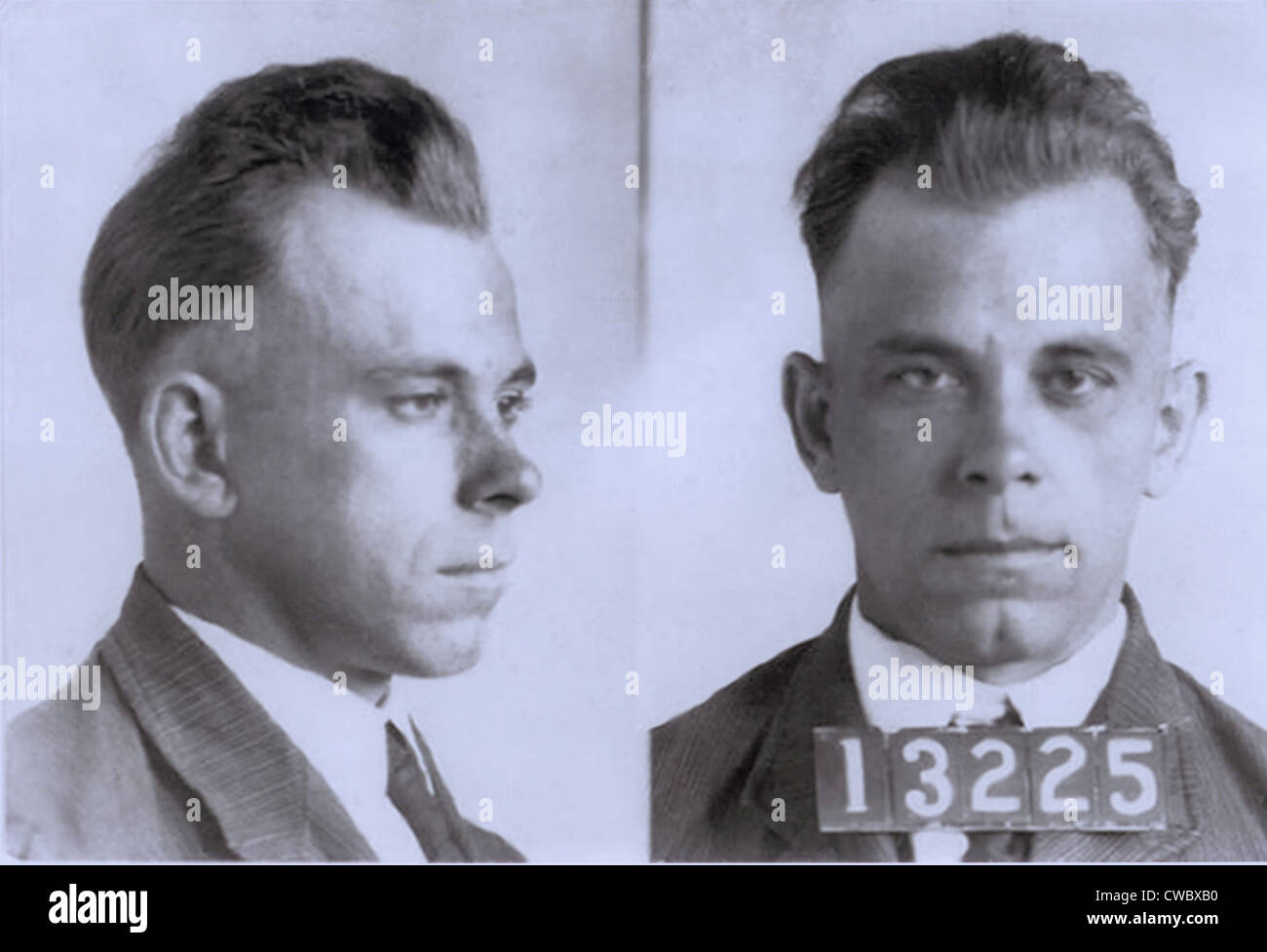 John Dillinger (1903-1934), in Mugshot wahrscheinlich gemacht, während seine acht und halbes Jahr Amtszeit in Indiana State Prison. Dillinger wurde Stockfoto