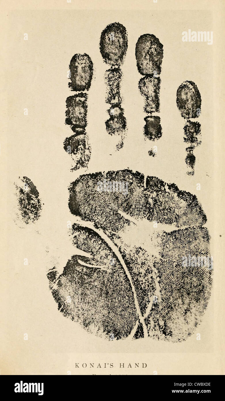 Seite drucken aus Indien. Sir William James Herschel (1933 – 1918), ein englischer Kolonialbeamter initiiert Fingerabdrücke in Indien Stockfoto