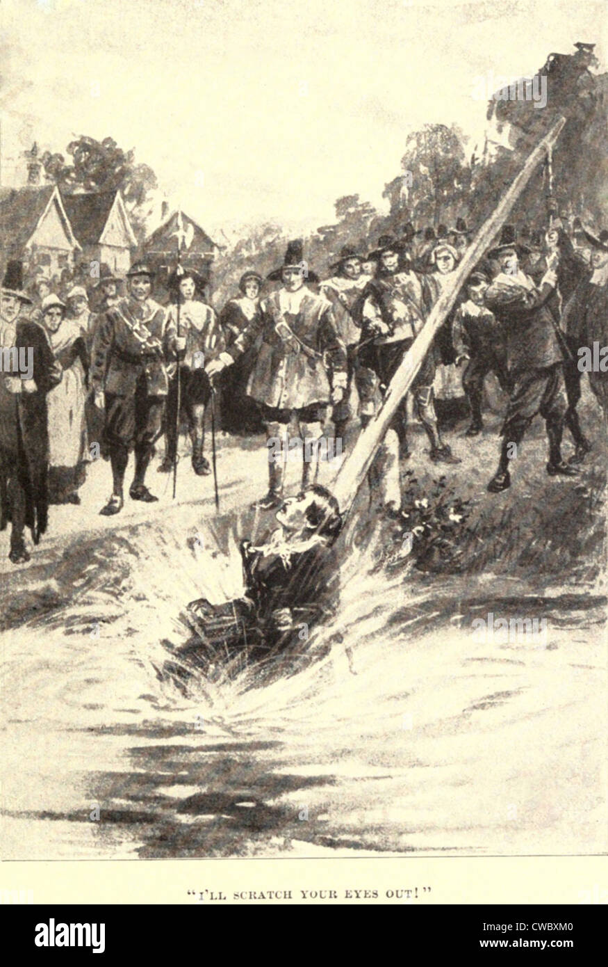 Die Ducking Stool entstand im mittelalterlichen Europa und kolonialen Nordamerika. Es war nicht-tödliche Strafe demütigen Menschen Stockfoto