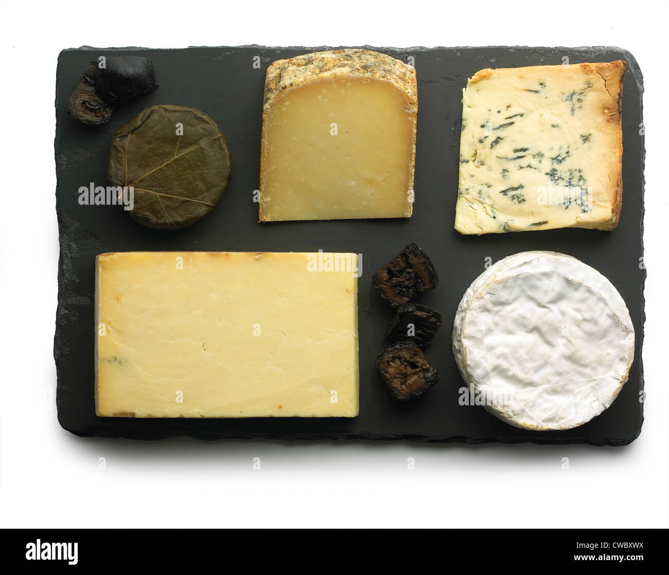 Auswahl an verschiedenen Käsesorten Stockfoto
