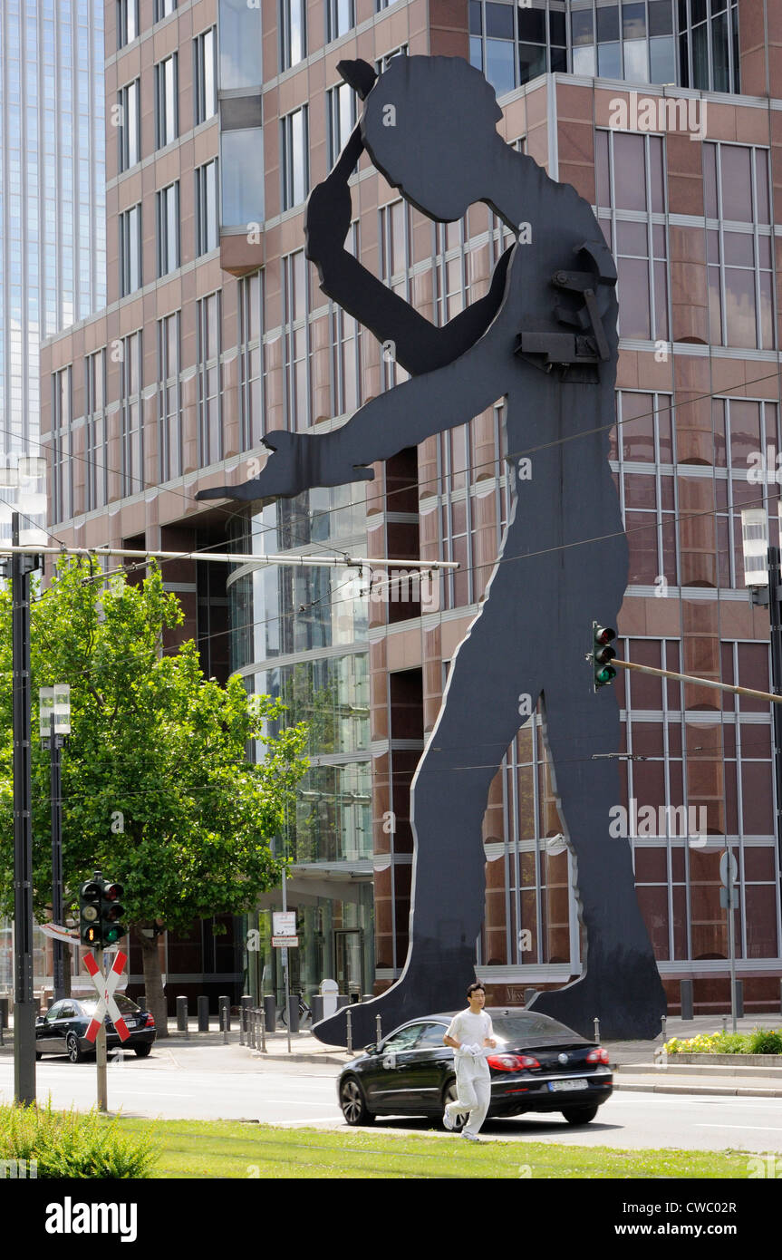 Hammering Man Skulptur, Frankfurt am Main, Deutschland. Stockfoto