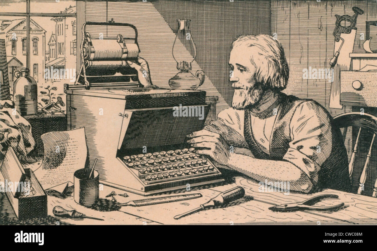Christopher Latham Sholes (1819-1890) War Ein Us-Amerikanischer Erfinder  Oft Als Der Vater Der Schreibmaschine. Schreibmaschinen Hatte 1714 Und Neu  Erfunden, In Verschiedenen Formen In Den 1800Er Jahren Erfunden Worden,  Aber Es War