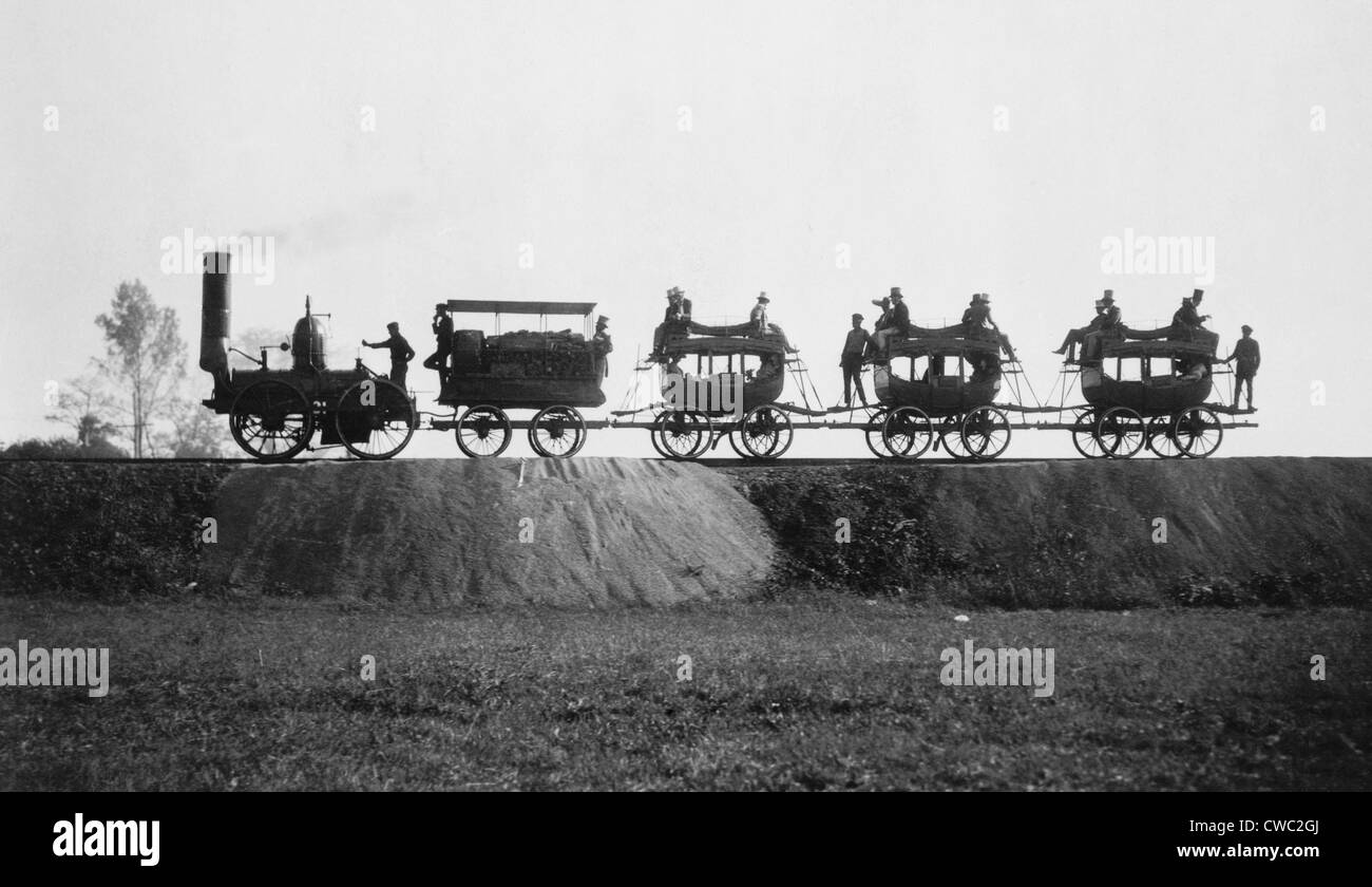 1929-Reenactment-Foto der DEWITT CLINTON Dampfmaschine, so dass seine erste Reise mit Passagieren von Albany nach Schenectady auf Stockfoto
