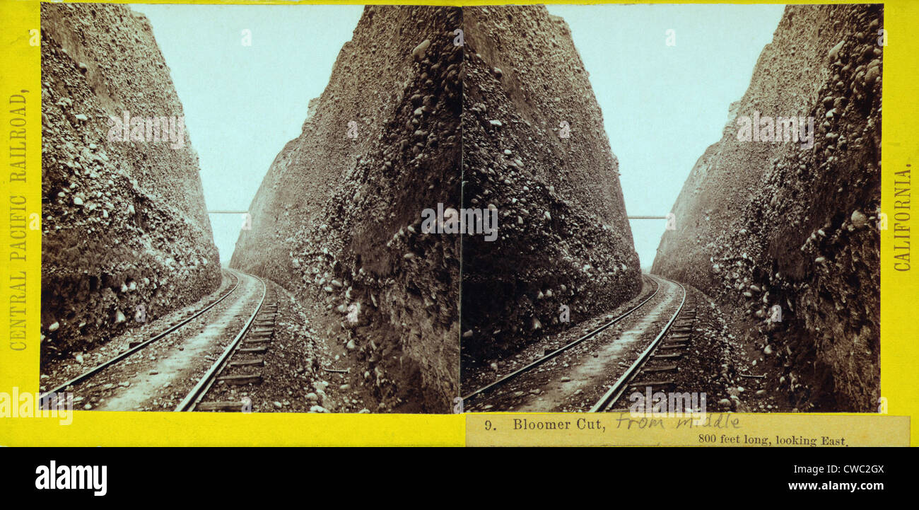 Central Pacific Railroad Bloomer geschnitten war 800 Fuß lang und 63 Fuß hohe Wände. Es wurde mit Dynamit in ausgegraben. Stockfoto