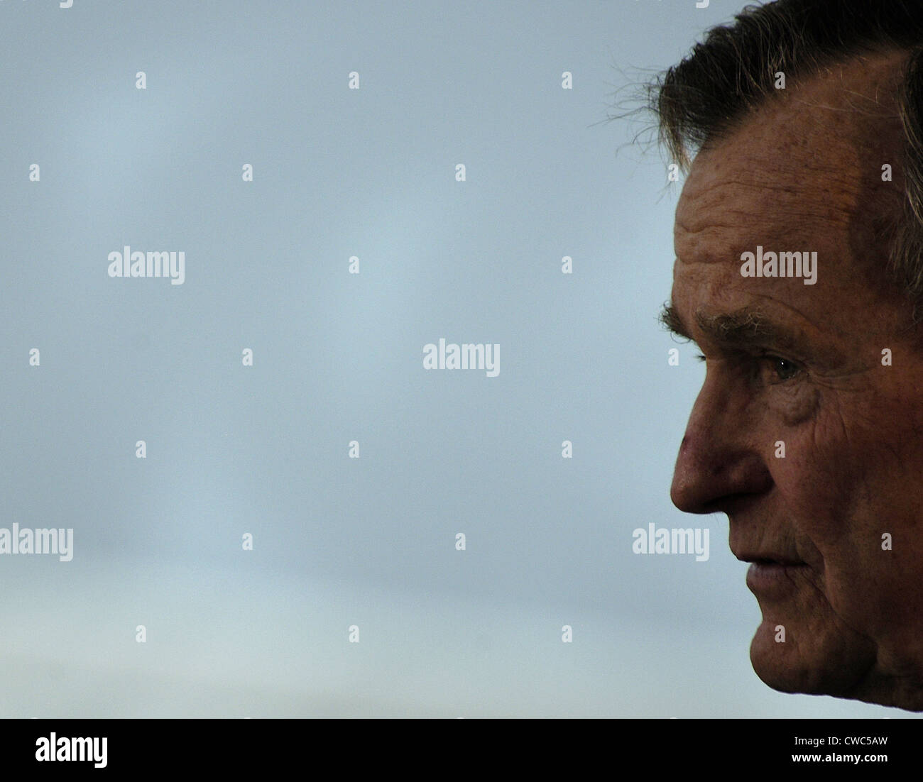 Der ehemalige Präsident George H.W. Bush an die Taufzeremonie von USS George H.W. Bush am in Newport News, Virginia. Okt 7 Stockfoto