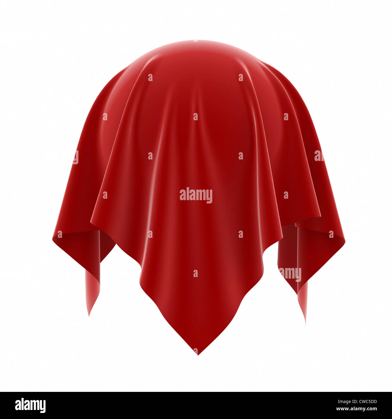 3D Abbildung der Kugel fallen rote seidenen isolierten auf weißen Hintergrund Stockfoto