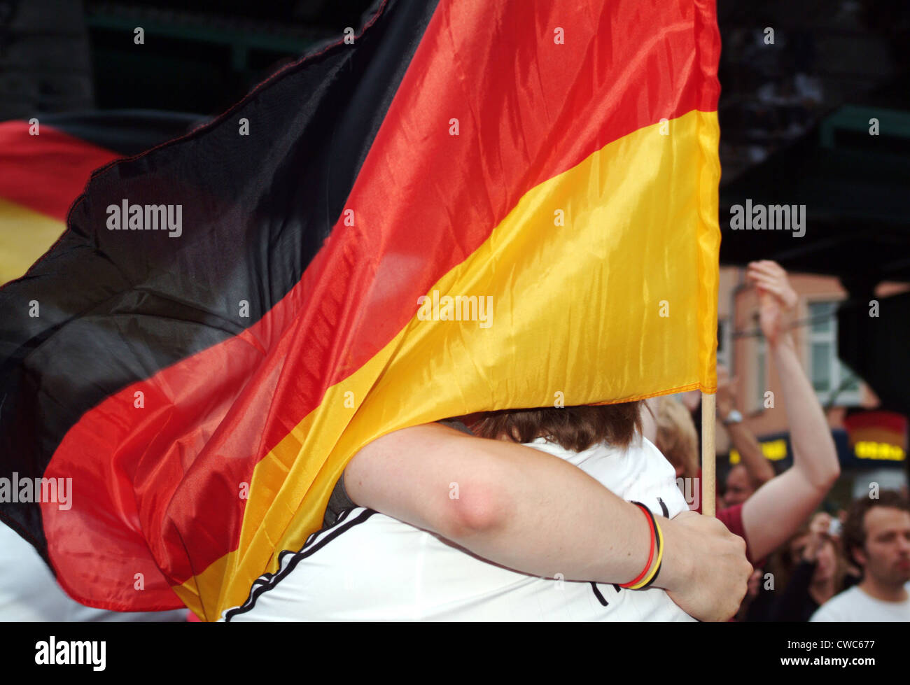 Berlin, deutsche Fußball-Fans jubeln Stockfoto