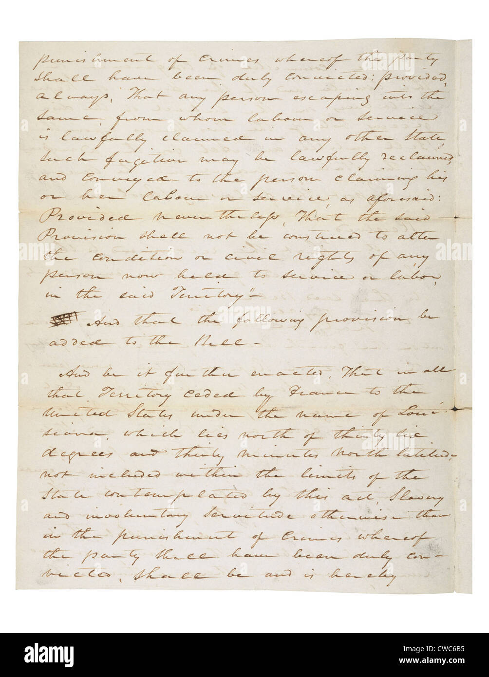 Der Missouri-Kompromiss von 1820. Diese Gesetzgebung verboten Sklaverei über die 36 30 Latitude-Reihe im weiteren Verlauf der Stockfoto