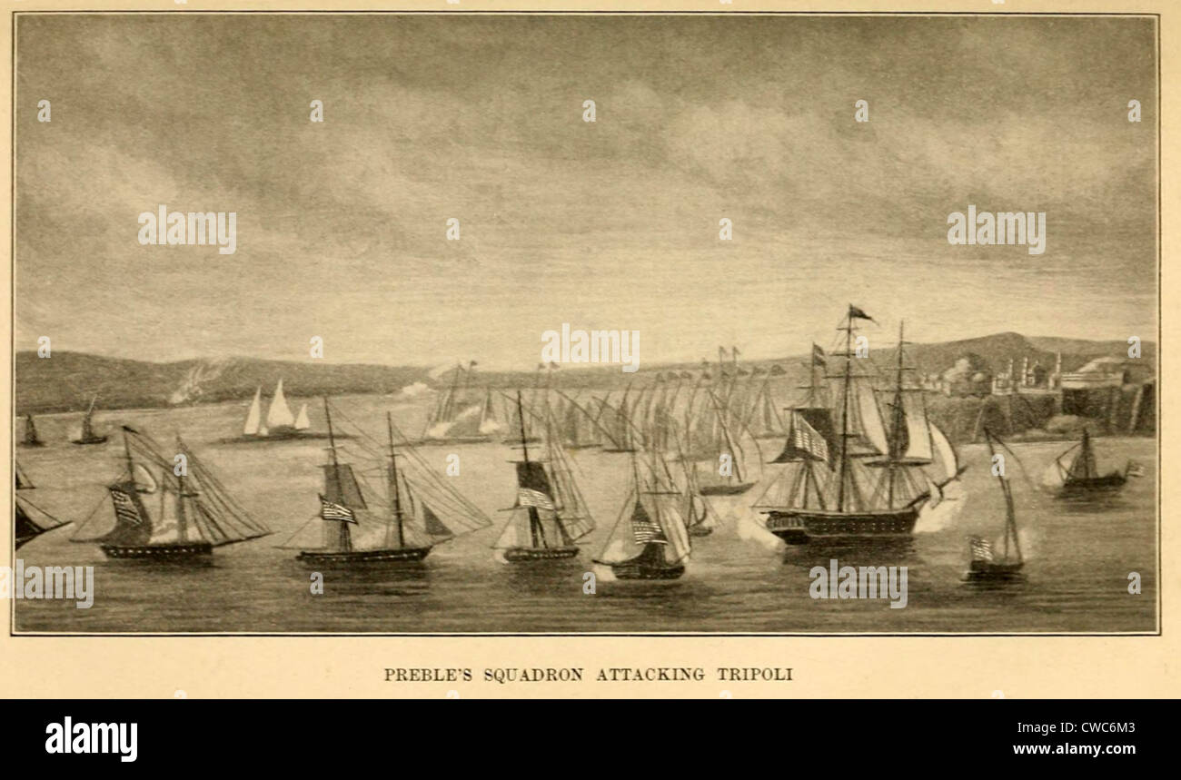 Erster Barbary Krieg 18011805. Prebles Squadron Angriff auf Tripolis