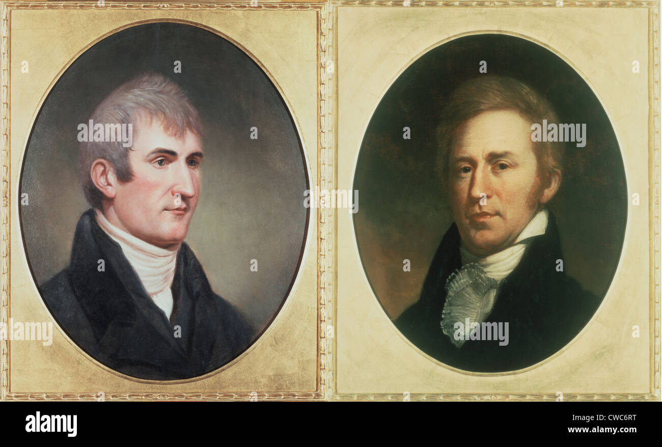 William Clark 1770-1838 und Meriwether Lewis 1774-1809. Porträts von Charles Wilson Peale. Stockfoto