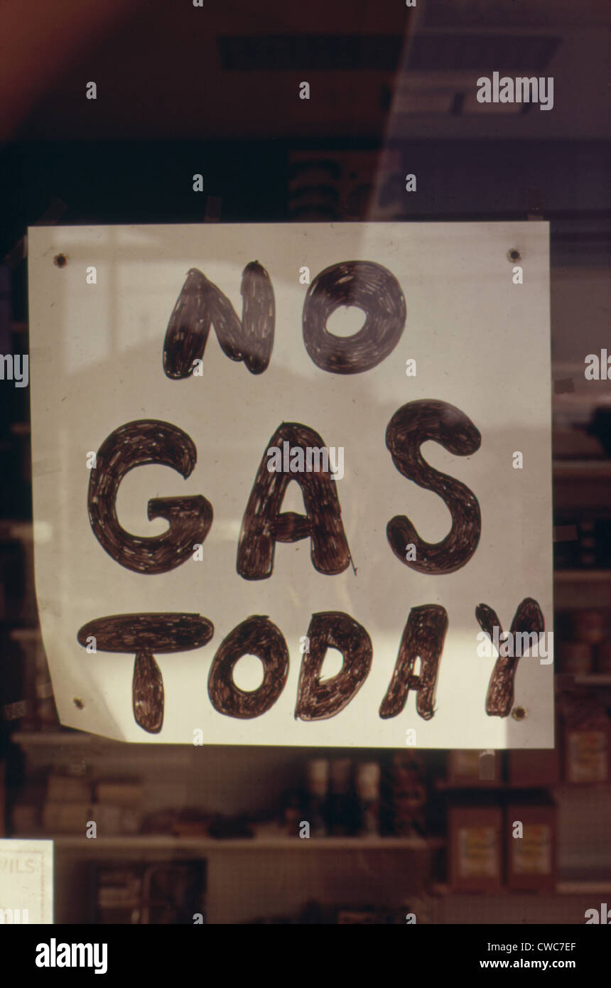 "Kein GAS heute" Anmelden an einer Tankstelle in Oregon im Oktober 1973. Stockfoto