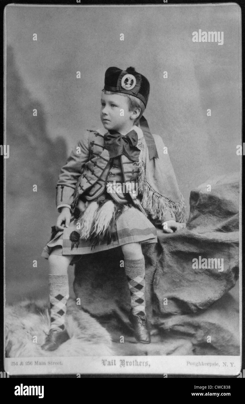 Franklin Delano Roosevelt 1882-1945 in schottischen Tracht. Studio-Porträt in Poughkeepsie New York ca. 1888 genommen. Stockfoto