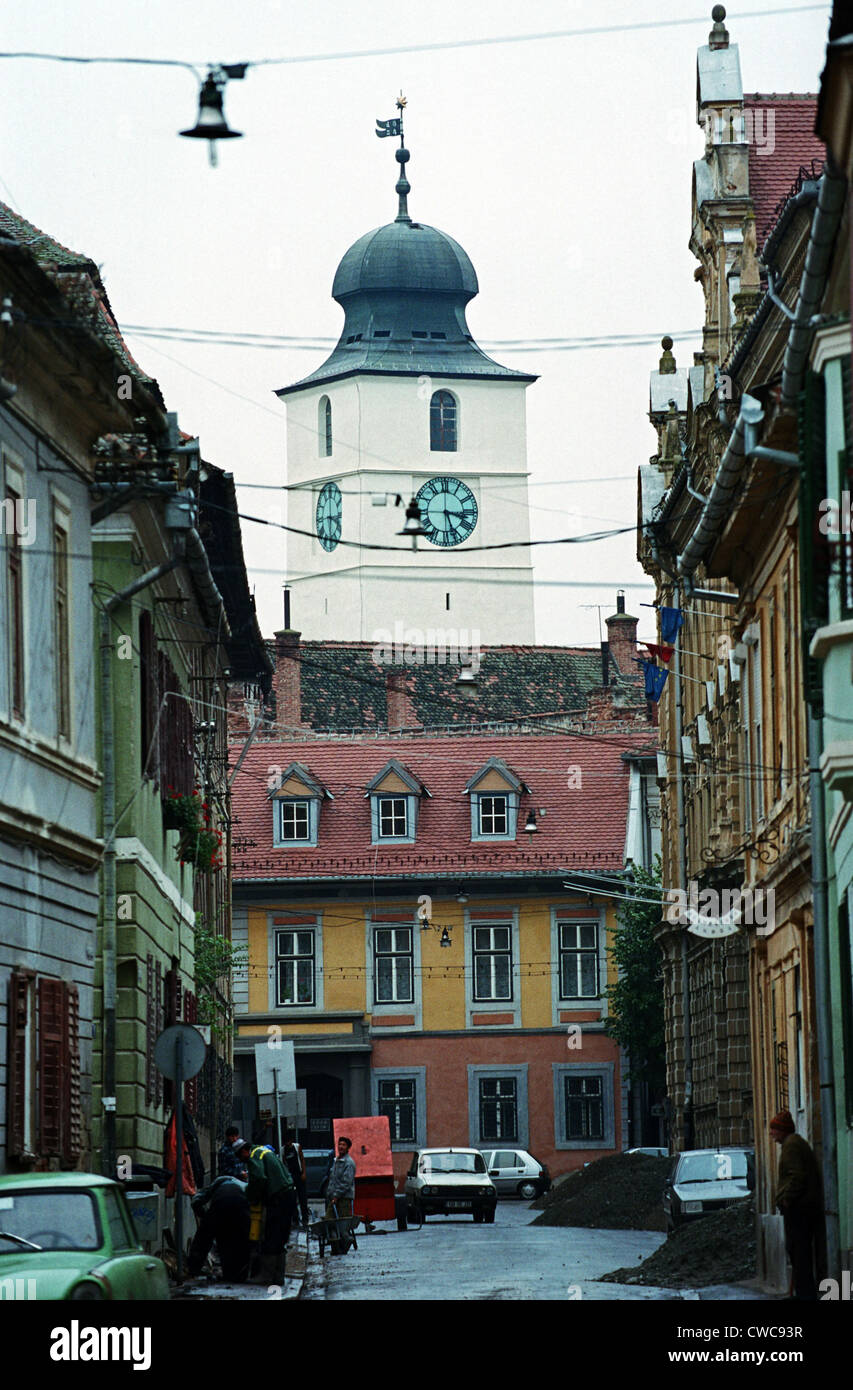 Blick auf die Stadt von Sibiu (Hermannstadt), Rumänien Stockfoto