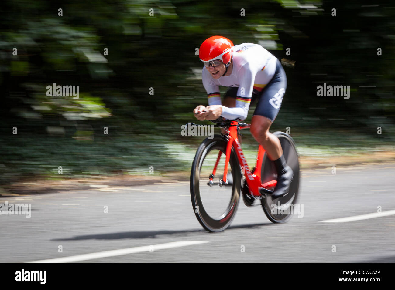 Bert Grabsch Deutschland Rennen im Olympischen Zeitfahren in London 2012. Stockfoto