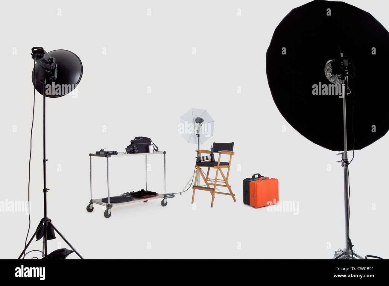 Beleuchtung von Ausrüstungen im Fotostudio Stockfoto