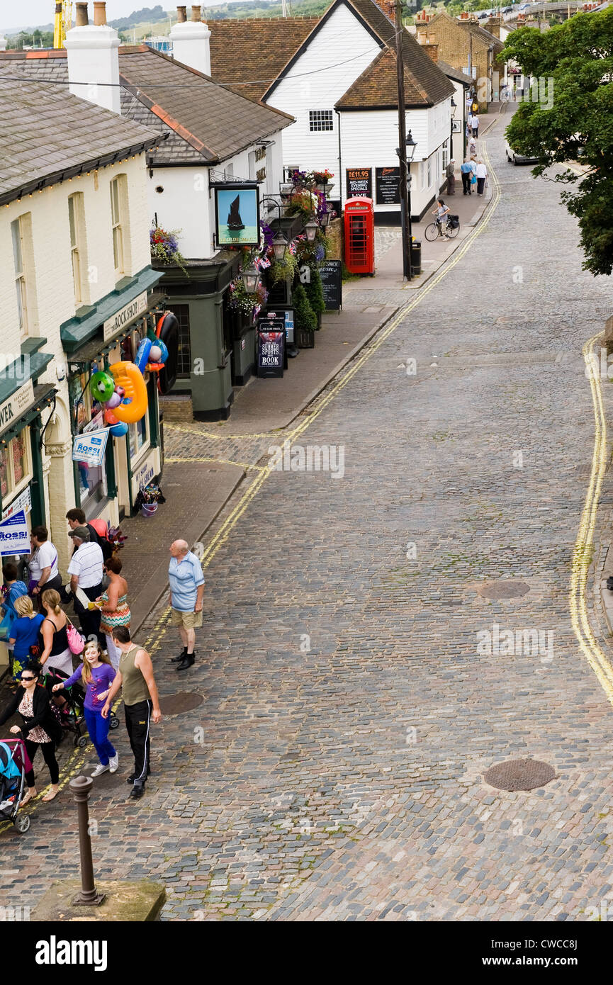 Der High Street von Leigh auf alte Stadt am Meer. Stockfoto