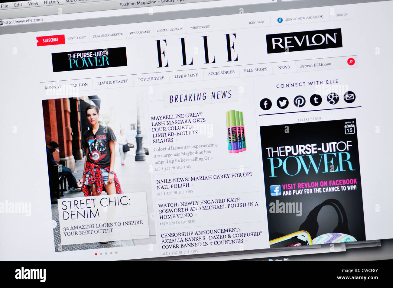 Website des Magazins Elle Stockfoto