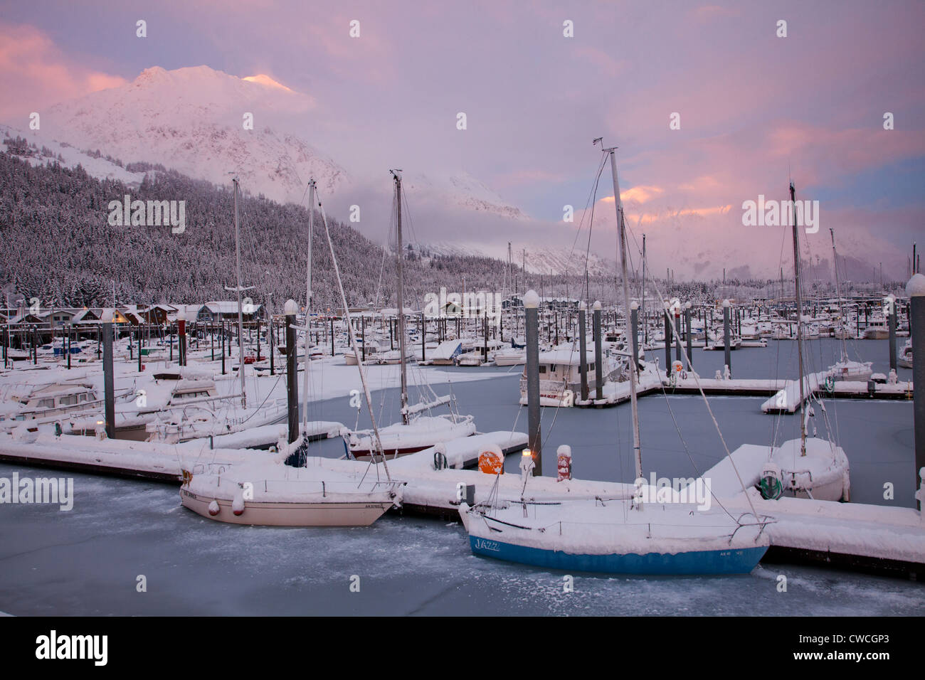 Seward kleinen Bootshafen, Seward, Alaska. Stockfoto