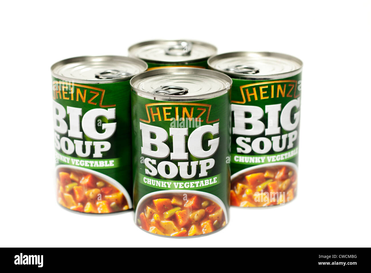 Vier Dosen von Heinz große Suppe Stockfoto