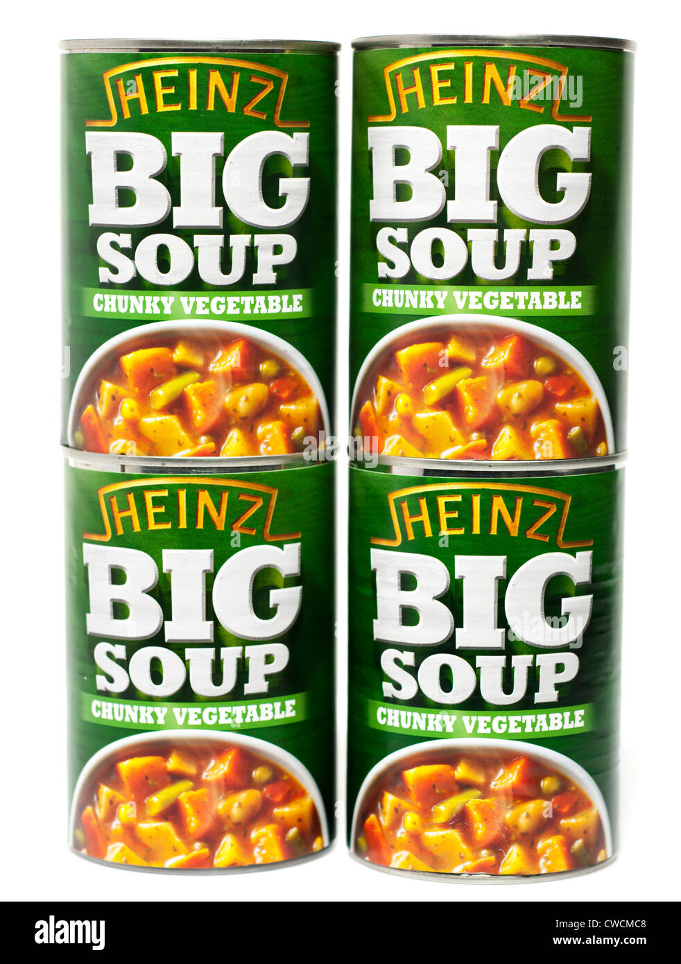 Vier Dosen von Heinz große Suppe Stockfoto