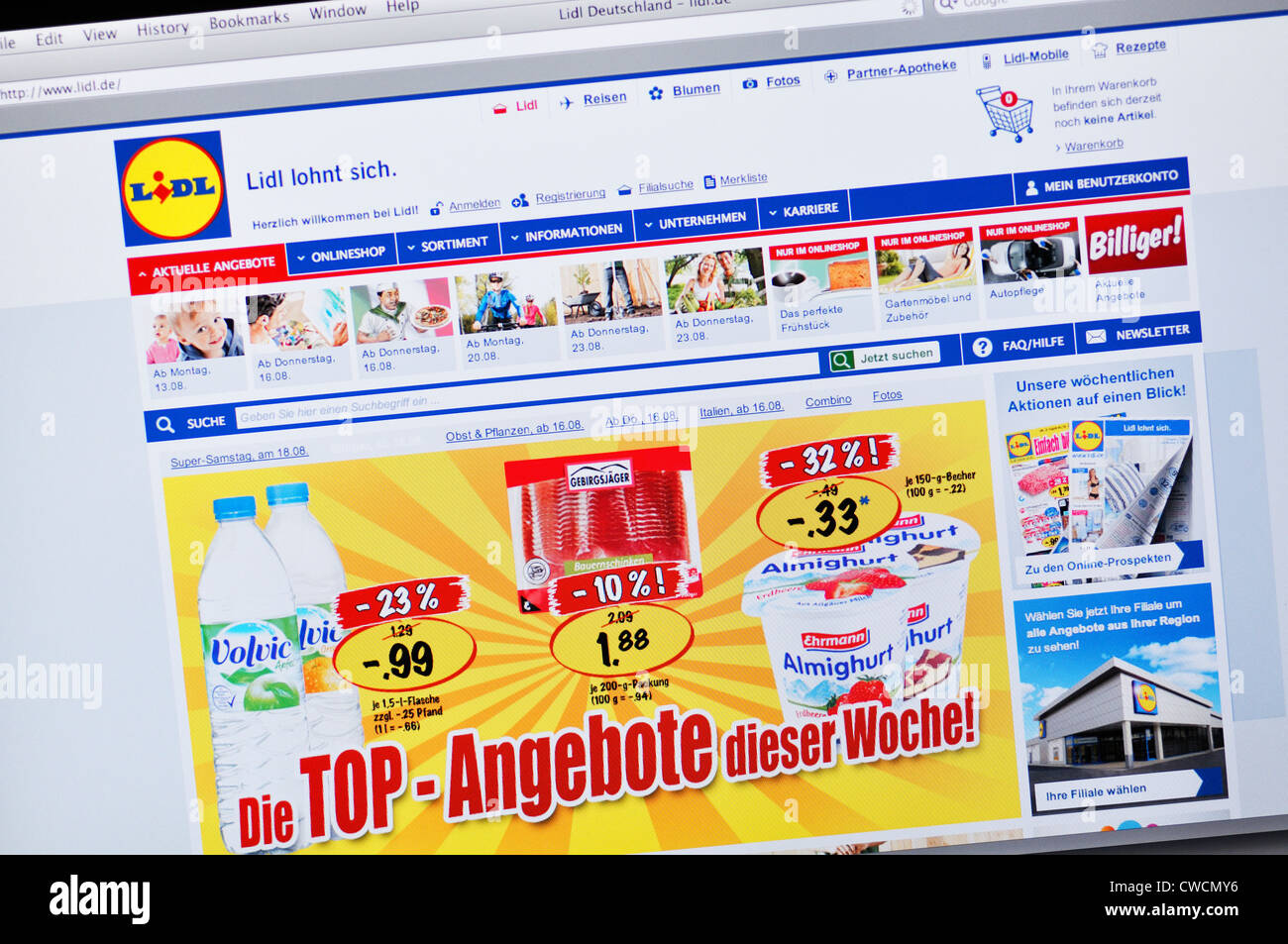 Lidl-Supermarkt-Webseite Stockfoto