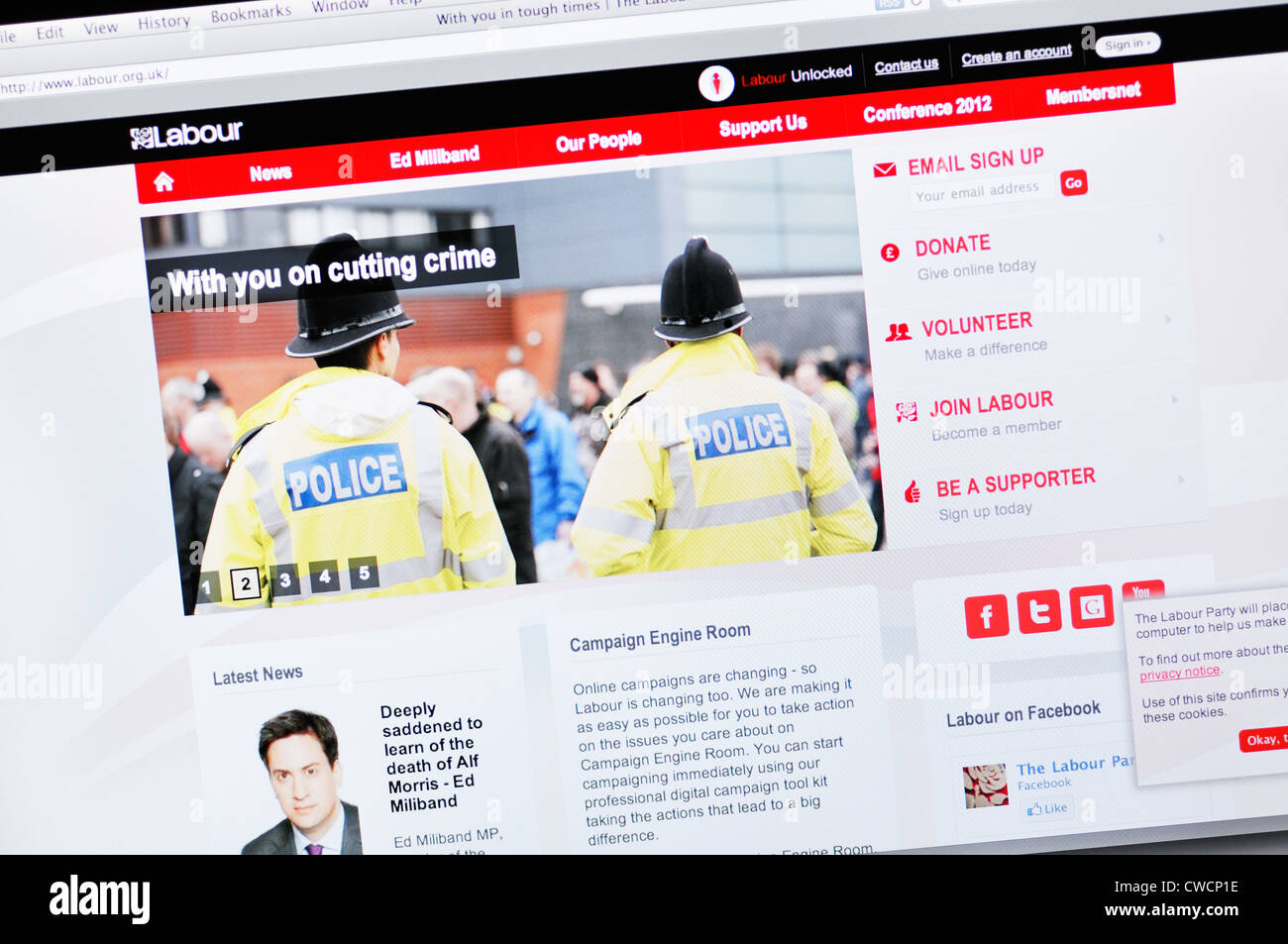 Webseite der britischen Labour-Partei Stockfoto Webseite der britischen Labour-Partei Stockfoto