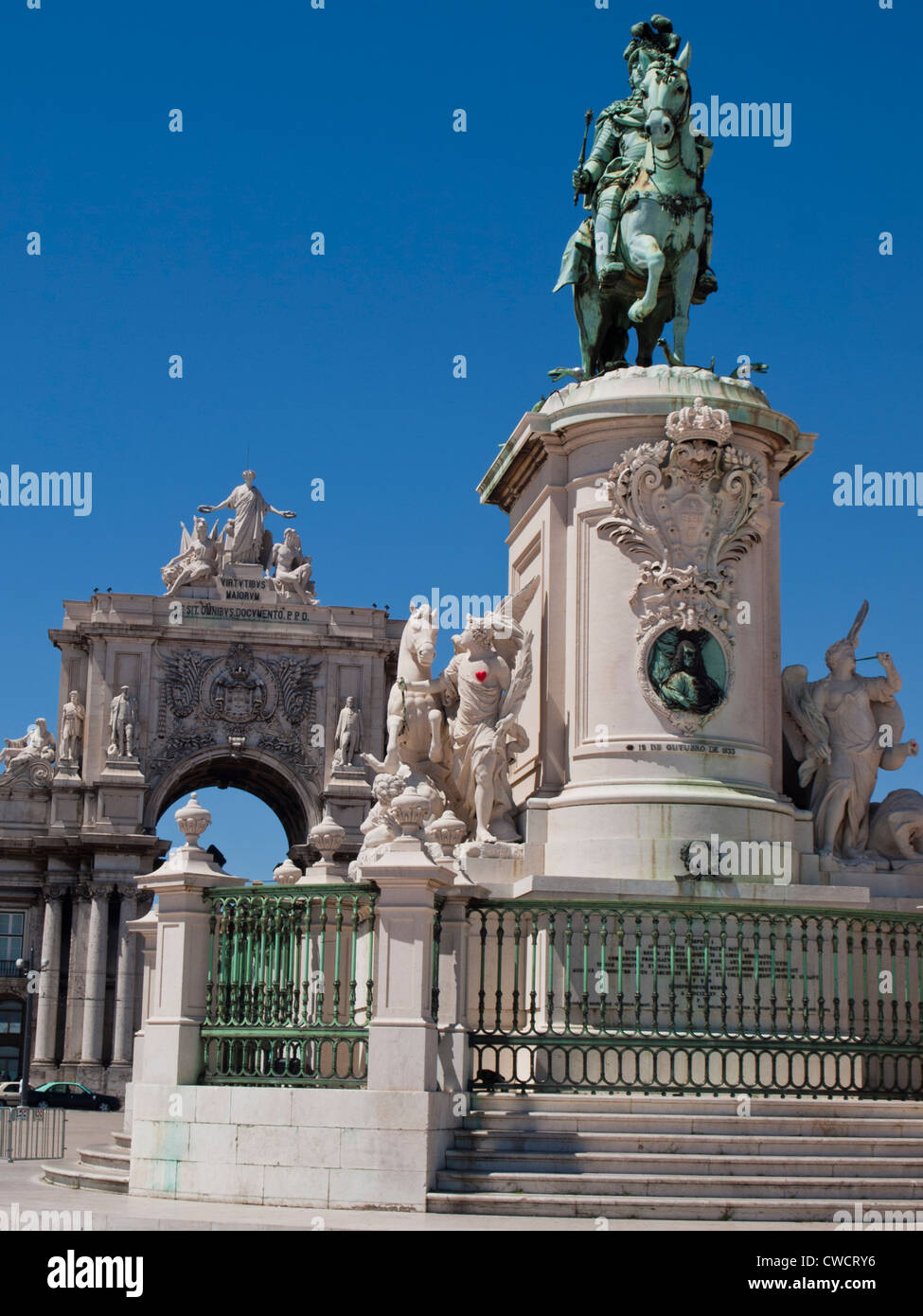 D. Jose ich Reiterstatue Comercio Square im Zentrum von Lissabon Stockfoto