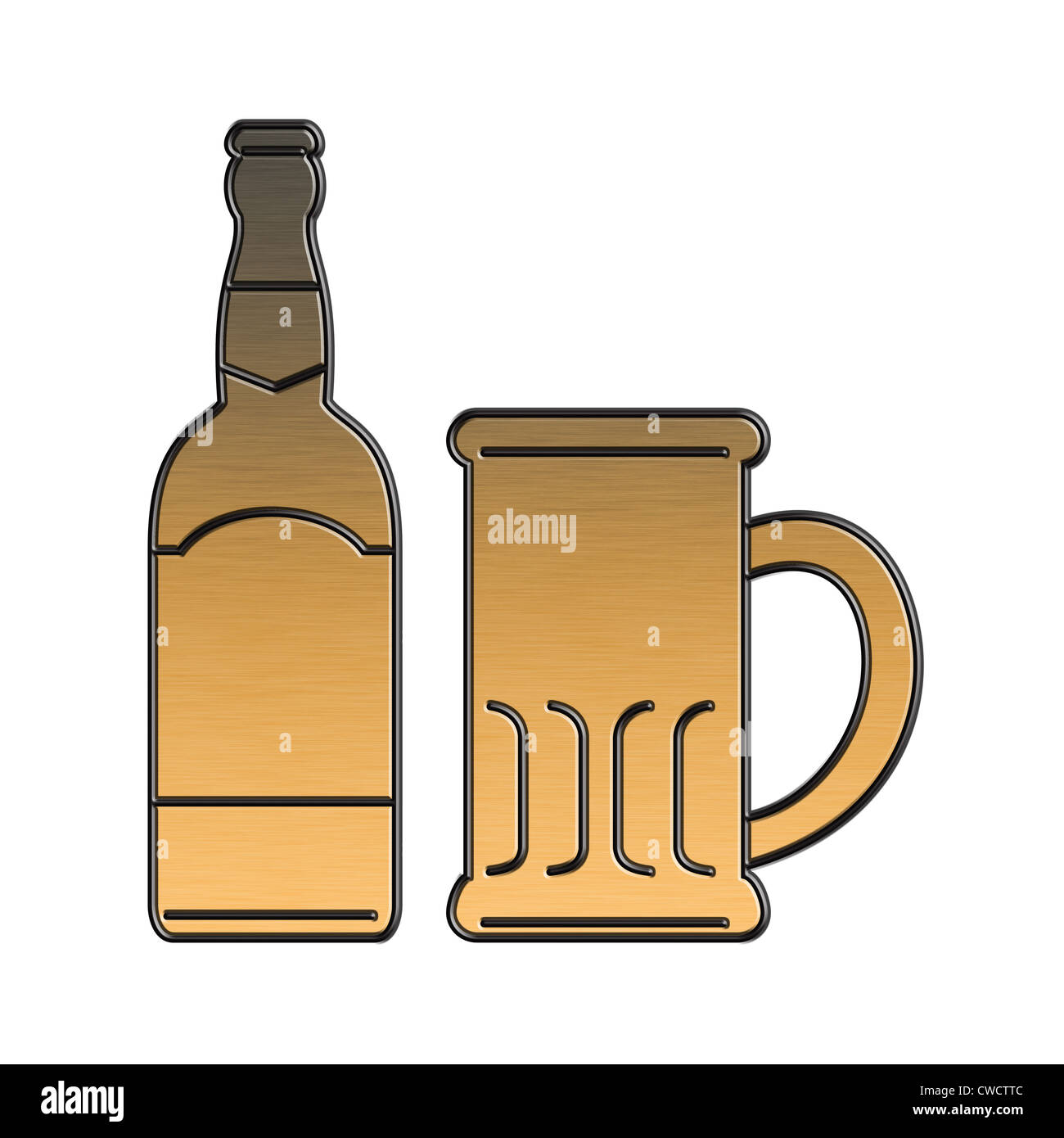 Brown-Flaschen-Bier Mit Schwarzem Aufkleber Und Satz Kappen