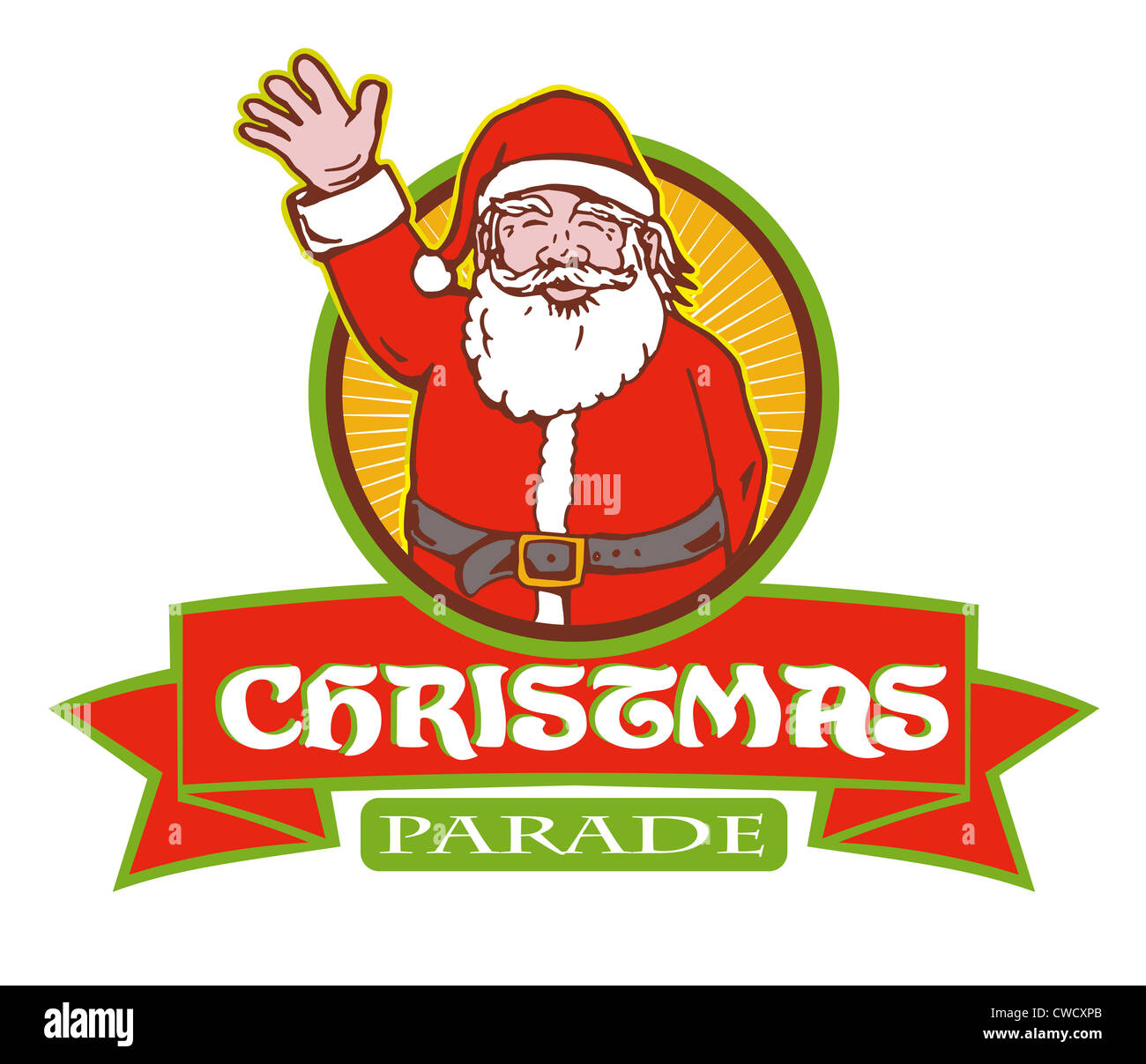 Retro-Stil Illustration der Cartoon Weihnachtsmann Saint Nicholas Vater Weihnachten auf isolierten weißen Hintergrund mit Kreis Stockfoto