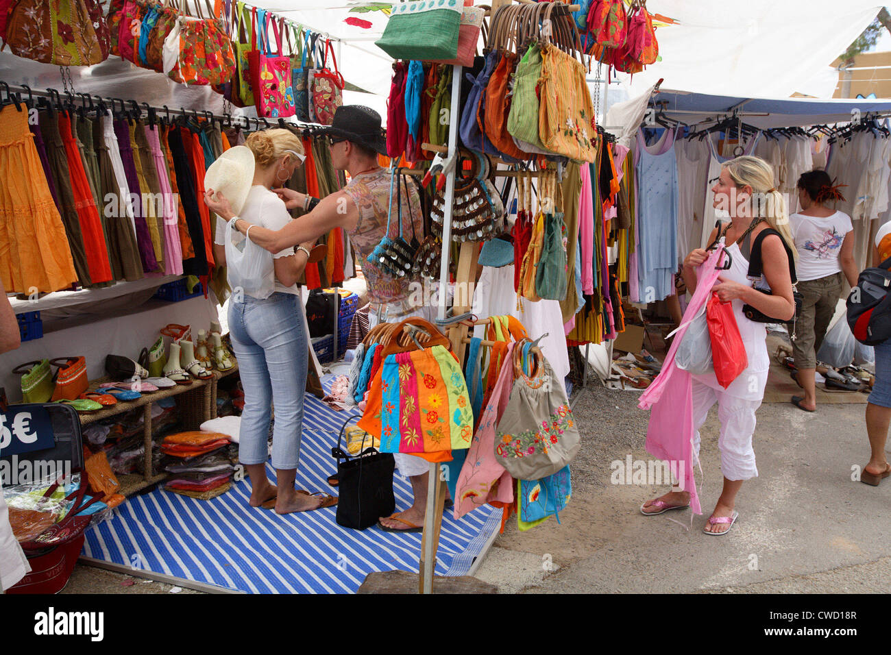 Ibiza-Hippie-Markt in Es Canyar, Punta Arabi Stockfoto