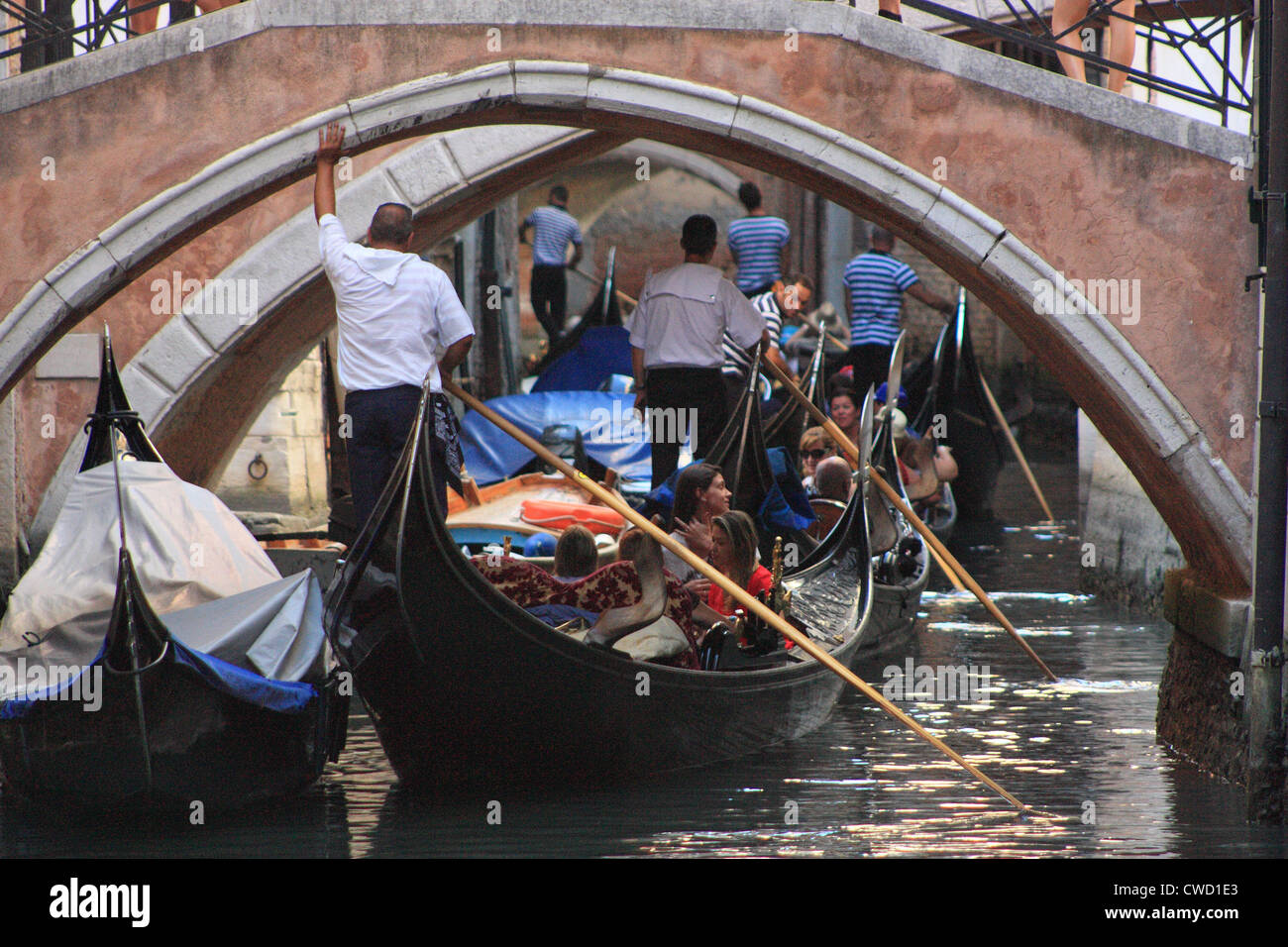 Stau der Gondel in Venedig, Italien Stockfoto