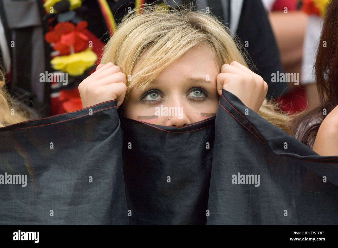 Deutschland in schwarz, rot und gold Fever, Berlin-Fan-Meile Stockfoto