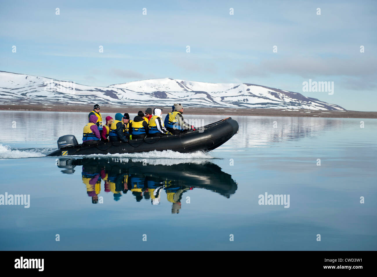 Zodiac cruise, Woodfjorden, Arktis, Spitzbergen, Svalbard Stockfoto