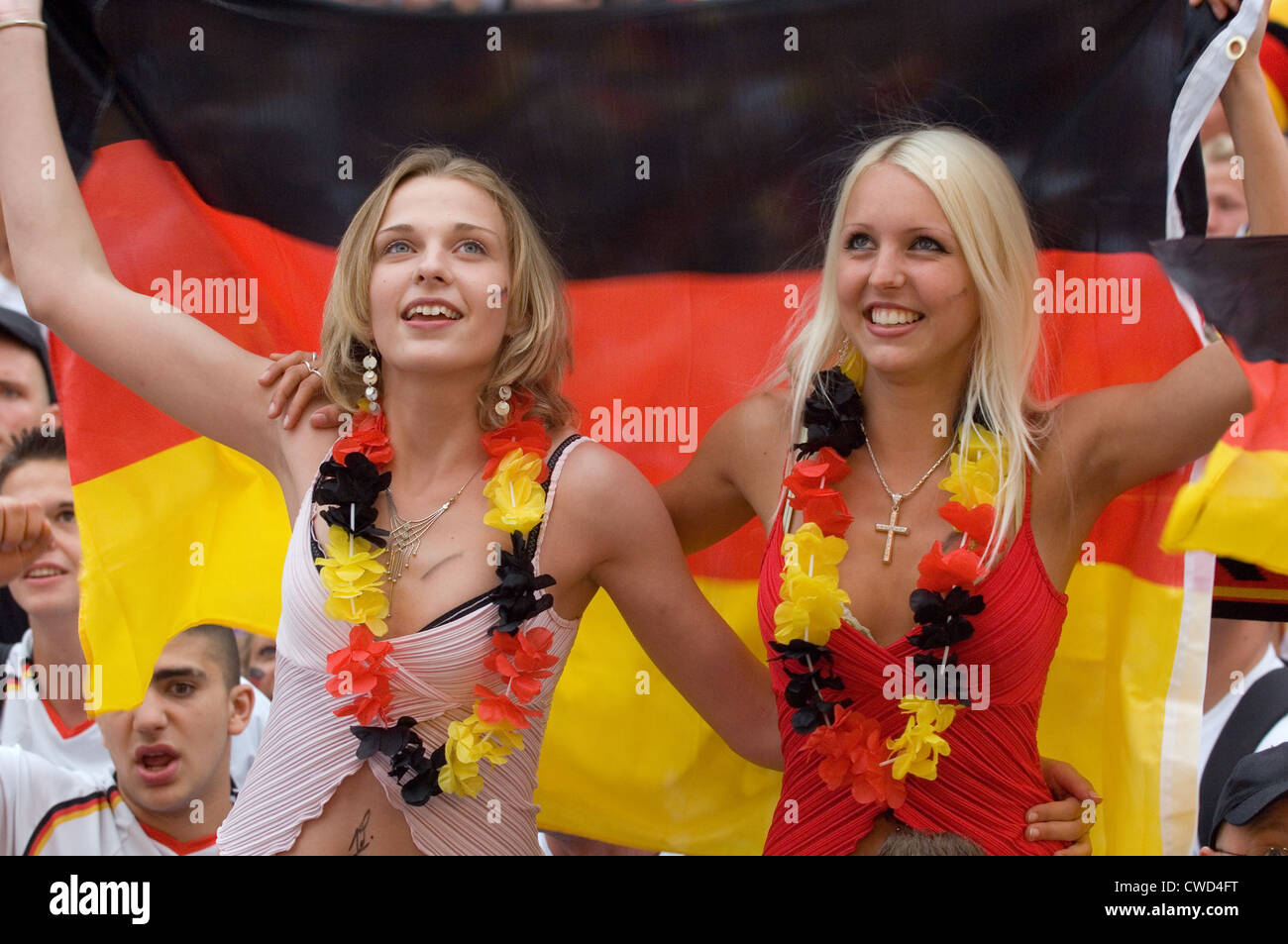 Deutschland in schwarz, rot und gold Fever, Berlin-Fan-Meile Stockfoto