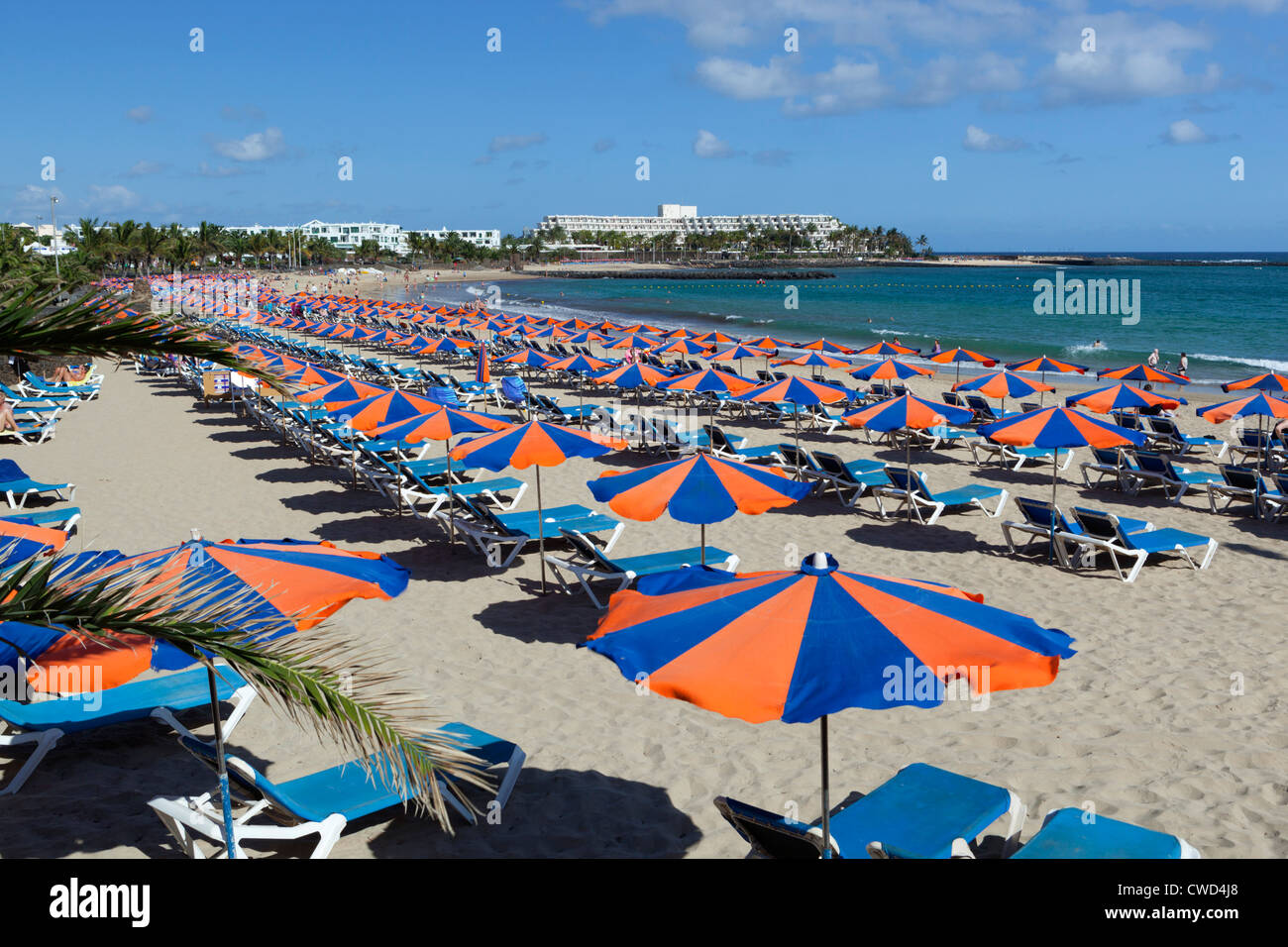 Blick auf Playa de Las Cucharas Stockfoto