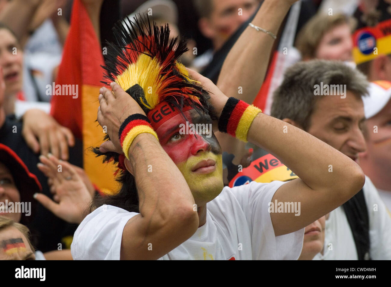 Deutschland in schwarz, rot und gold Fever, Berlin-Fan-Meile Stockfoto