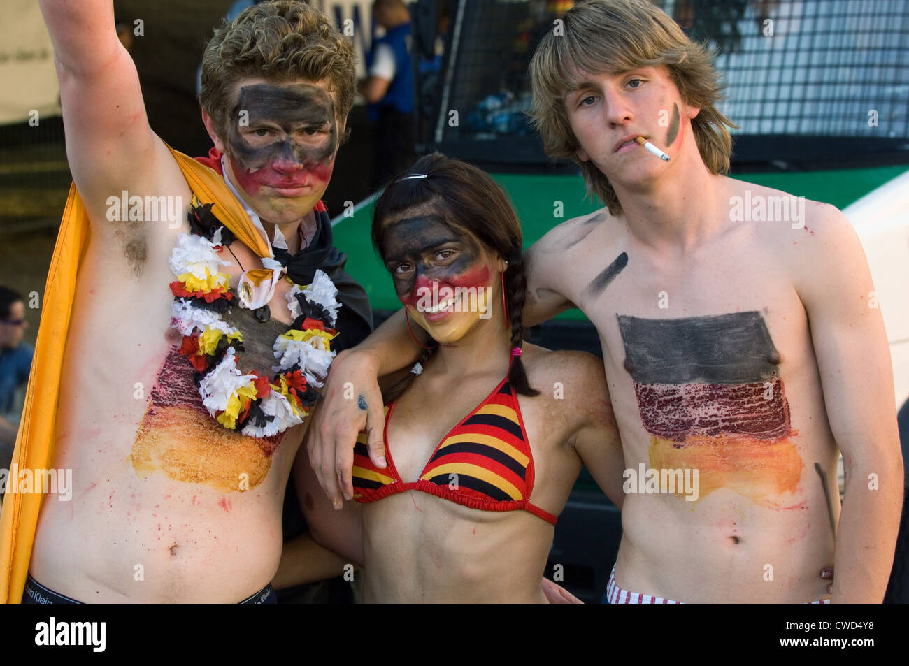 Deutschland in schwarz, rot und gold Fever, Berlin-Fan-Meile Stockfoto