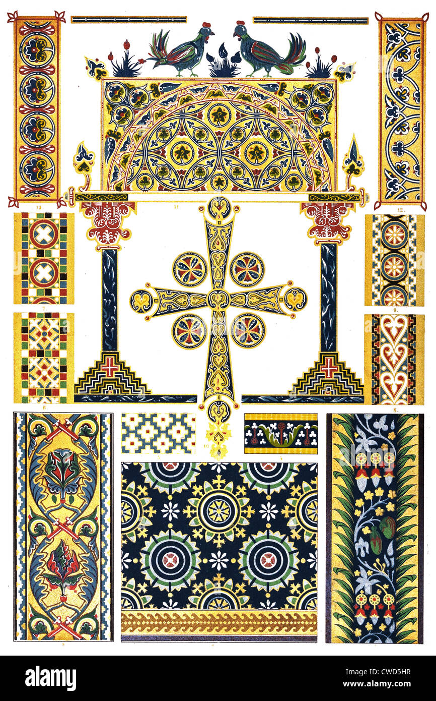 Byzantinische Glas Pin Mosaik e-Mail und Manuskript Malerei Stockfoto