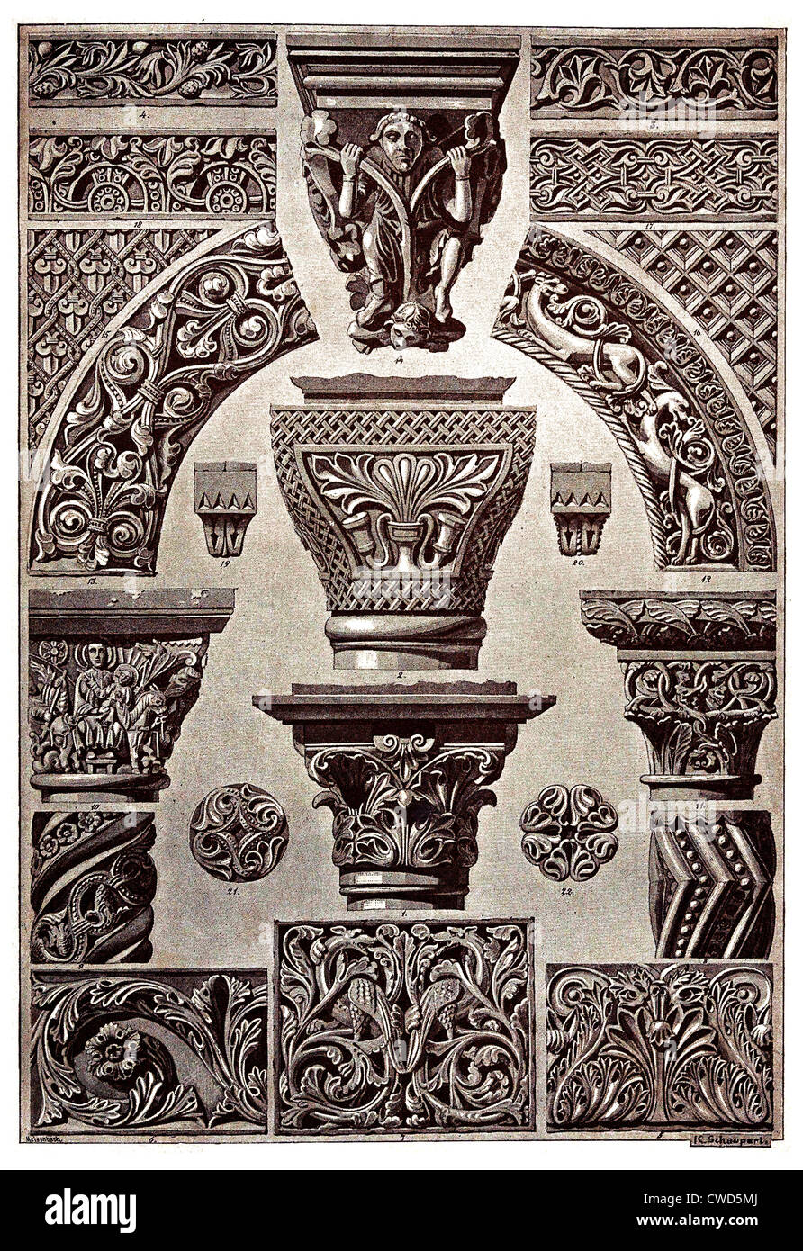 Byzantinischen und romanischen Mittelalter Architektur und Skulptur Platte 34 Stockfoto
