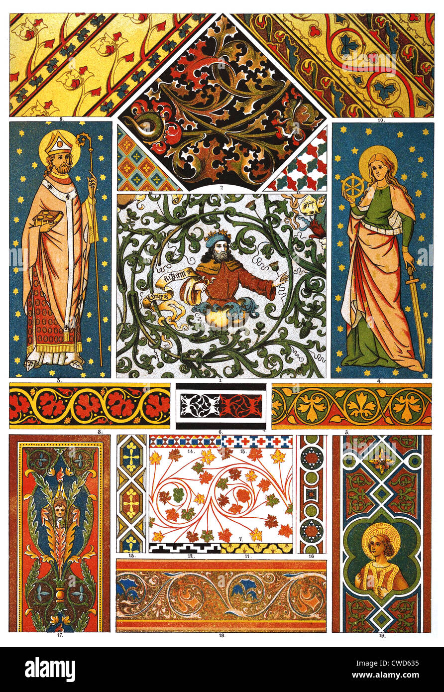 Gotische Wandmalerei und Deckengemälde Stockfoto