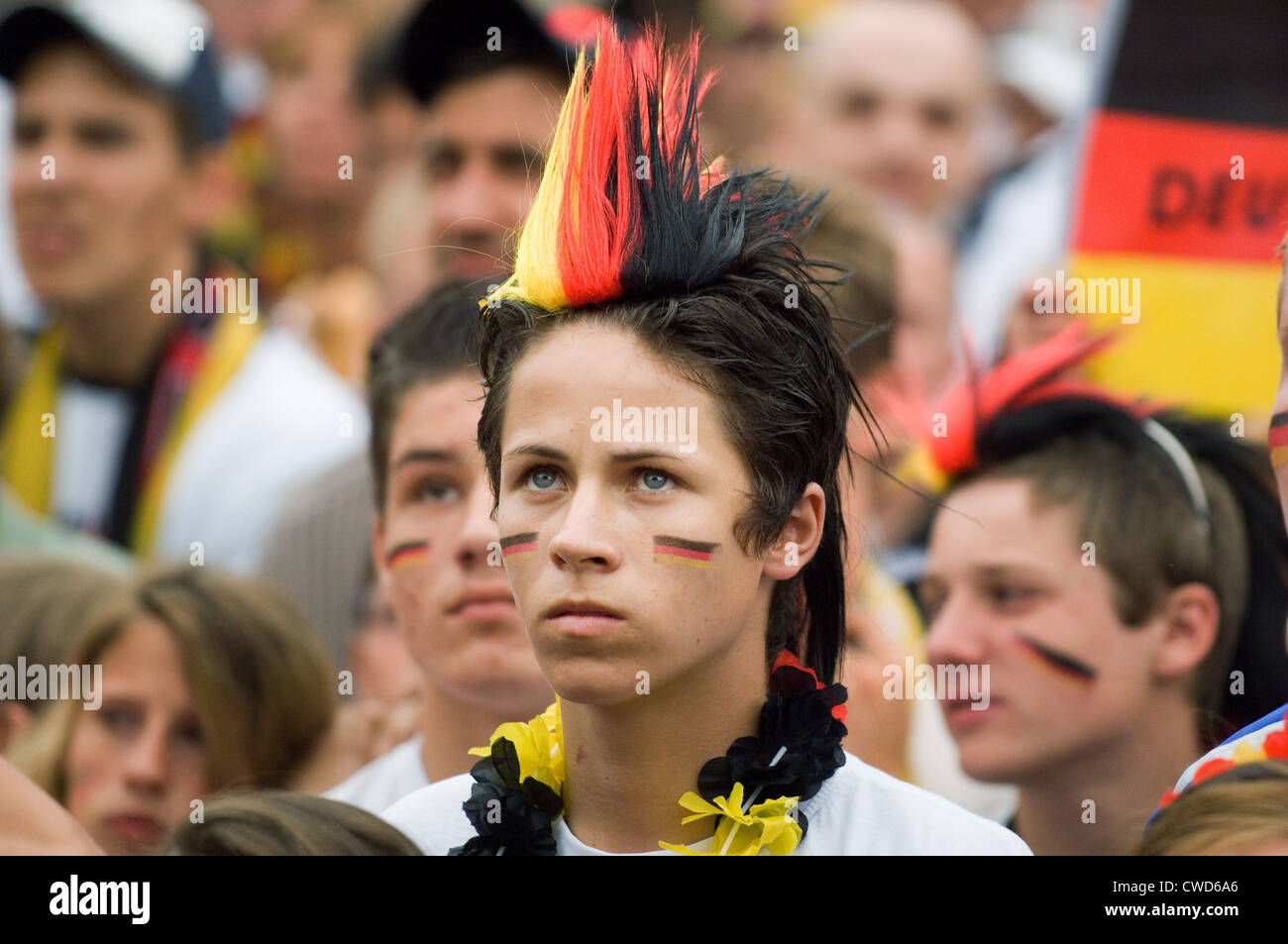 Deutschland in schwarz, rot und gold Fever, Berlin-Fan-Meile Stockfoto