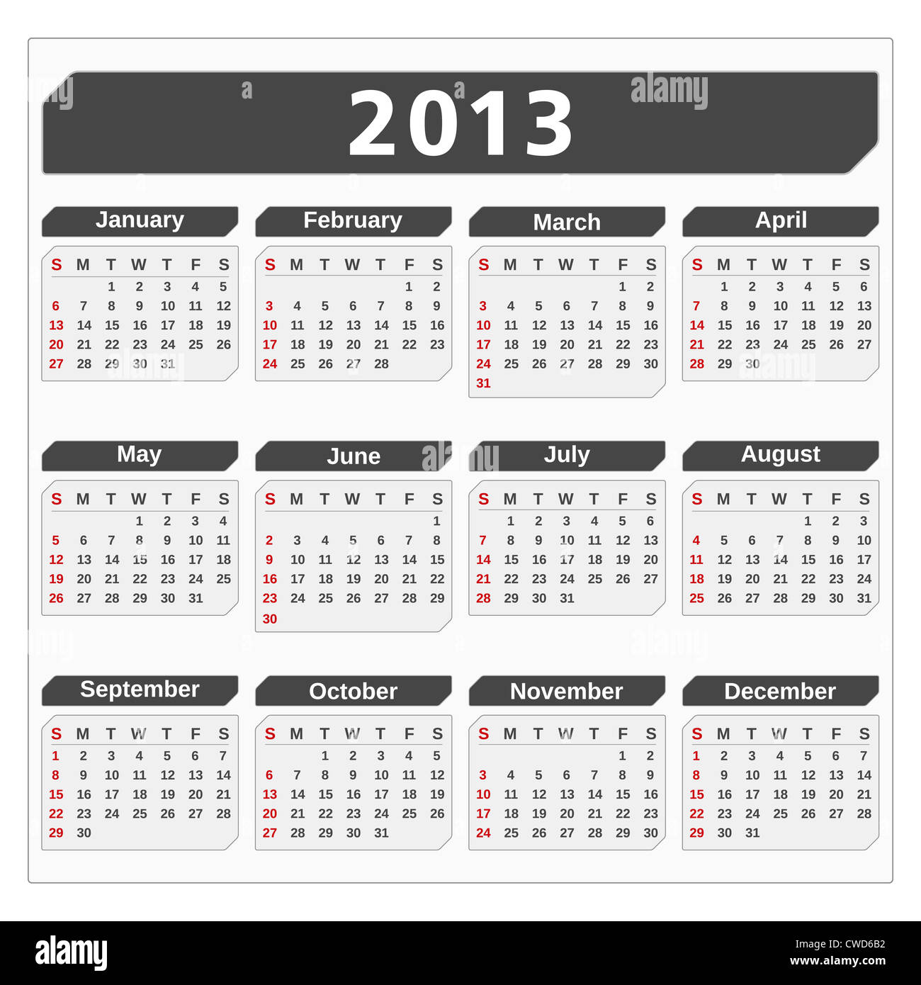 Kalender 2013 Stockfoto