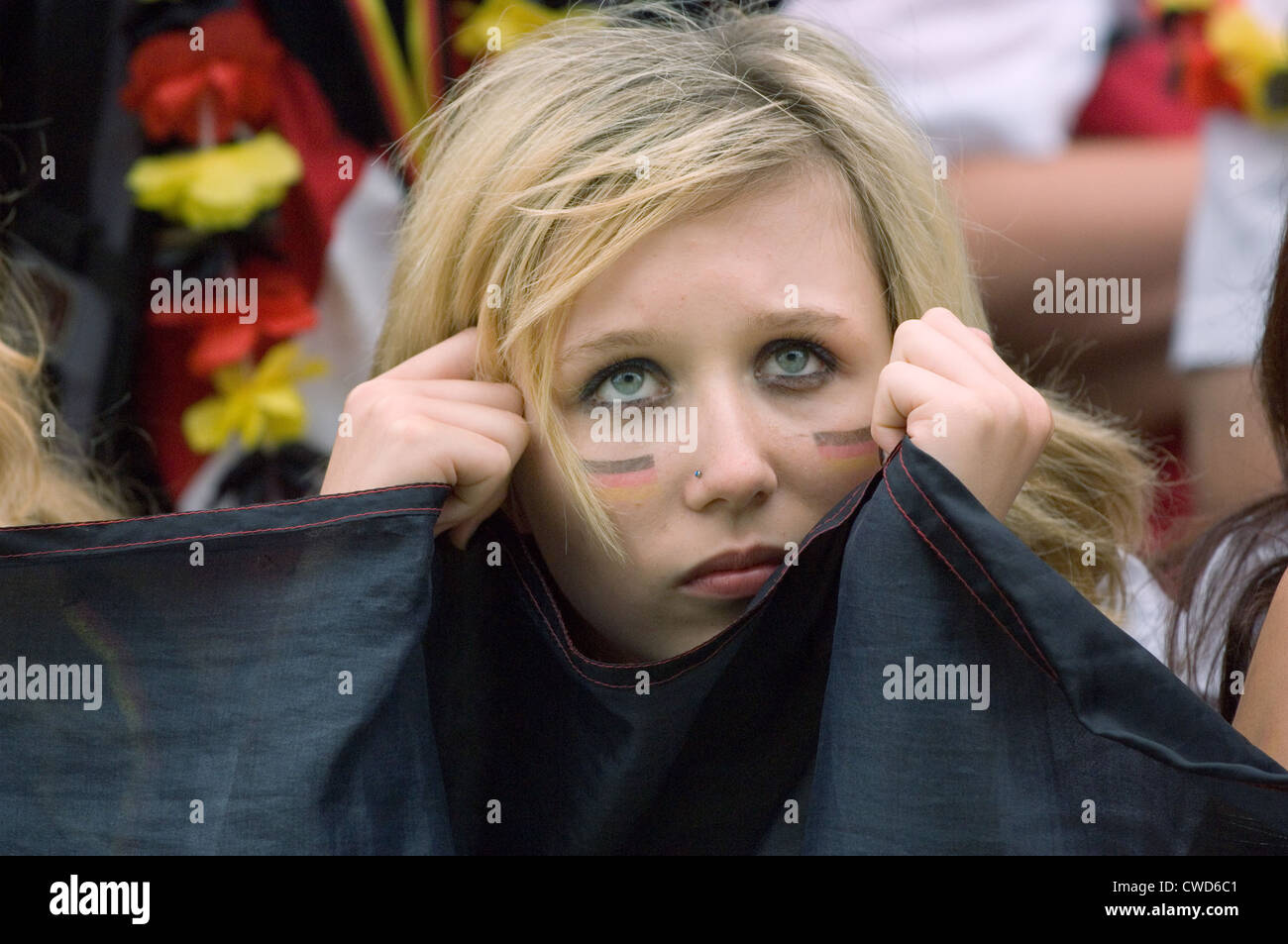 Deutschland in schwarz, rot und gold Fever, Berlin-Fan-Meile Stockfoto