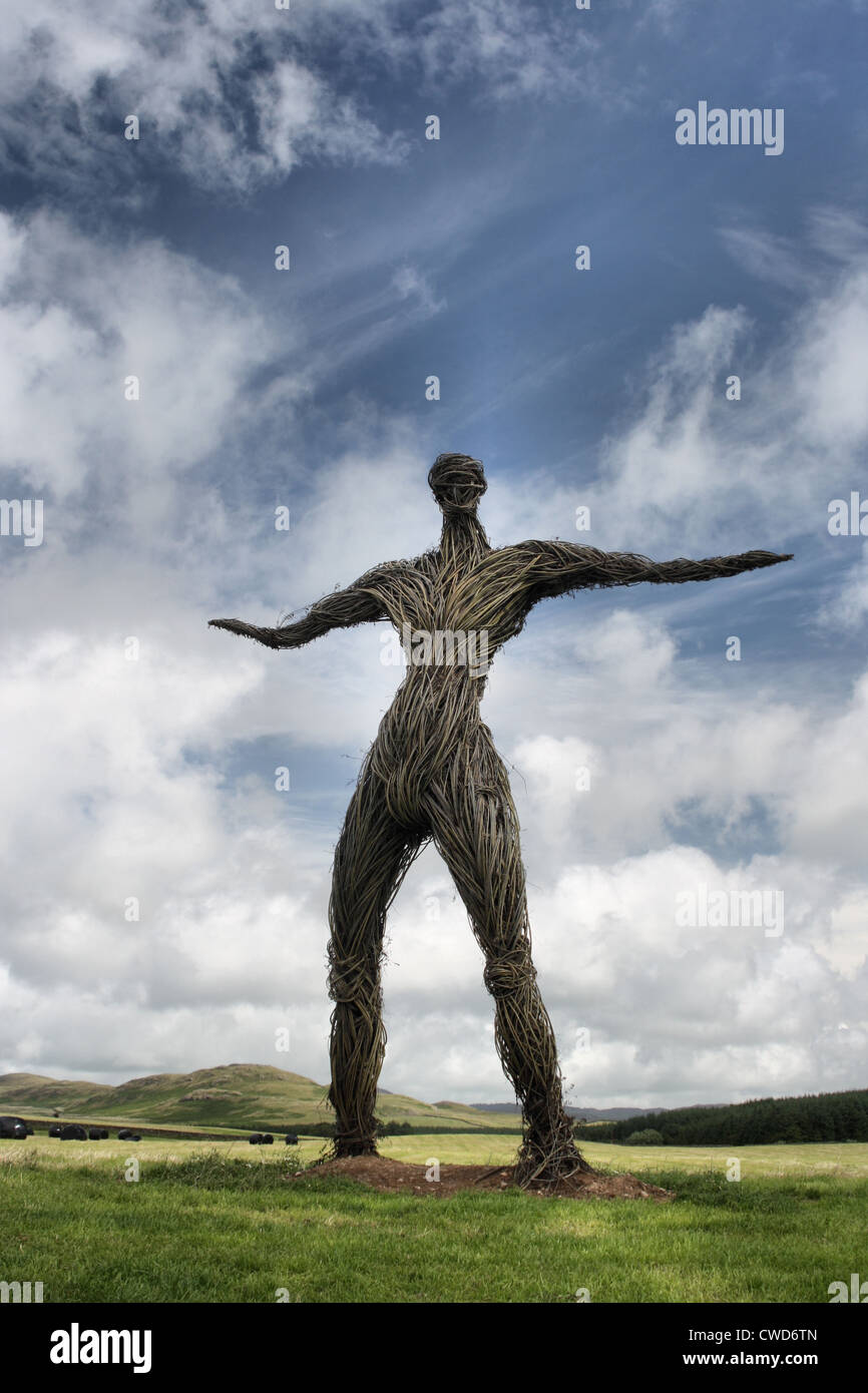 Weidenmanns Statue für Juli 2010 Festival im Osten Kirkcarswell Ackerland, Dundrennan in der Nähe von Kirkcudbright Schottland Stockfoto