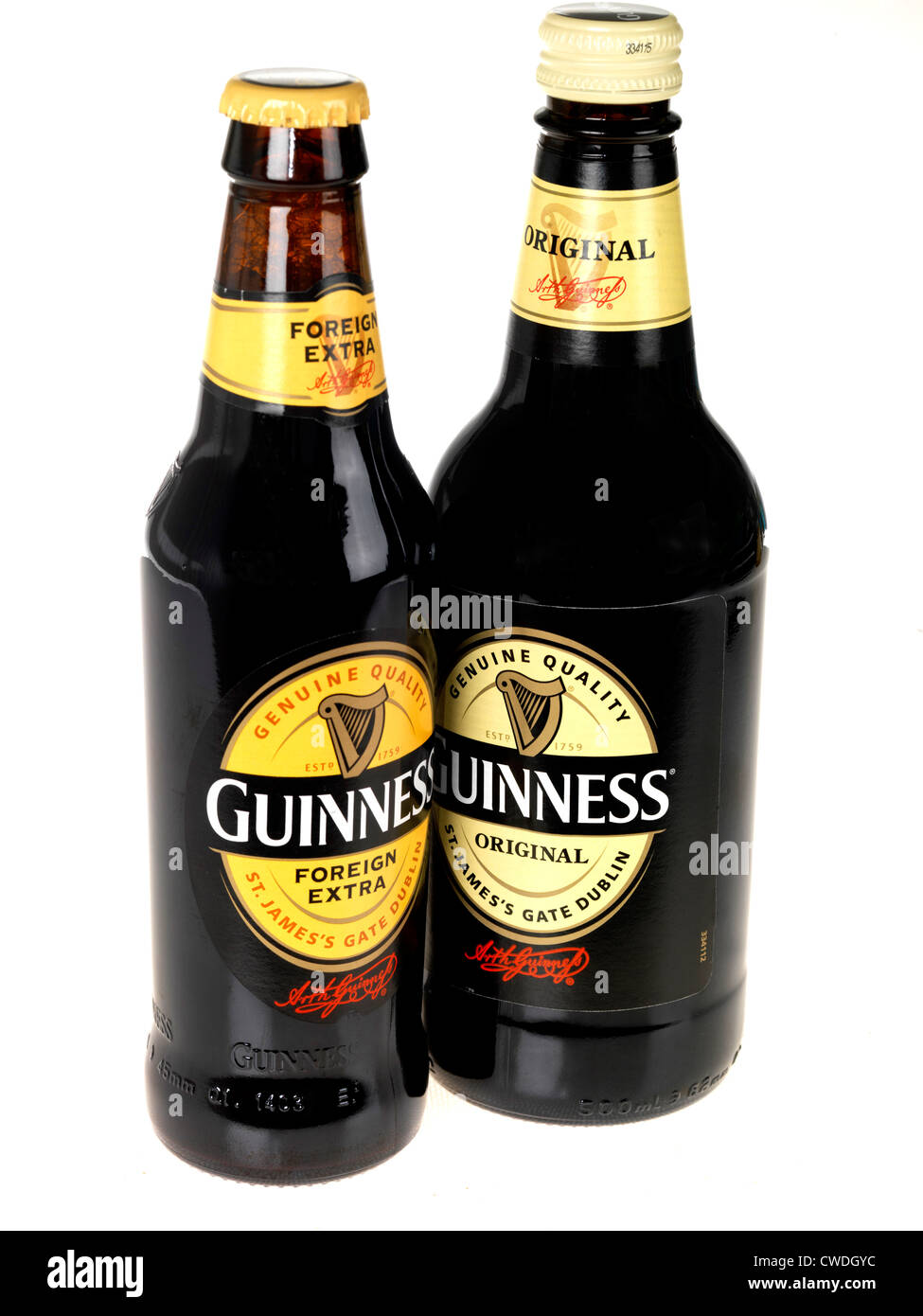 Flaschen Guinness Bier Stockfoto