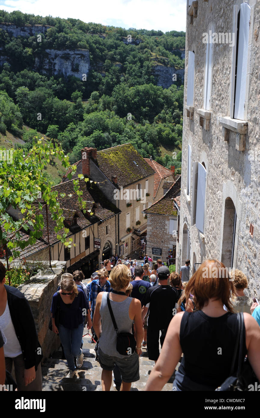 Die historische und mittelalterliche Stadt Rocamadour in der Menge Region von Frankreich Südwesteuropa Stockfoto