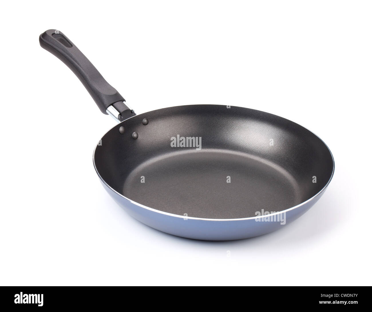 Pfanne erhitzen. Isoliert auf weißem Hintergrund Stockfoto